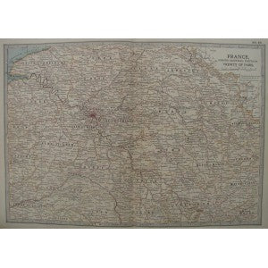 France, North Central Portion. Vicinity of Paris, antique map