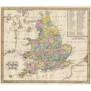 England & Wales antique map published 1815