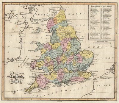 England & Wales antique map published 1815