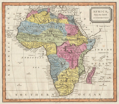 Africa original antique map published by Rev. Barclay in 1815