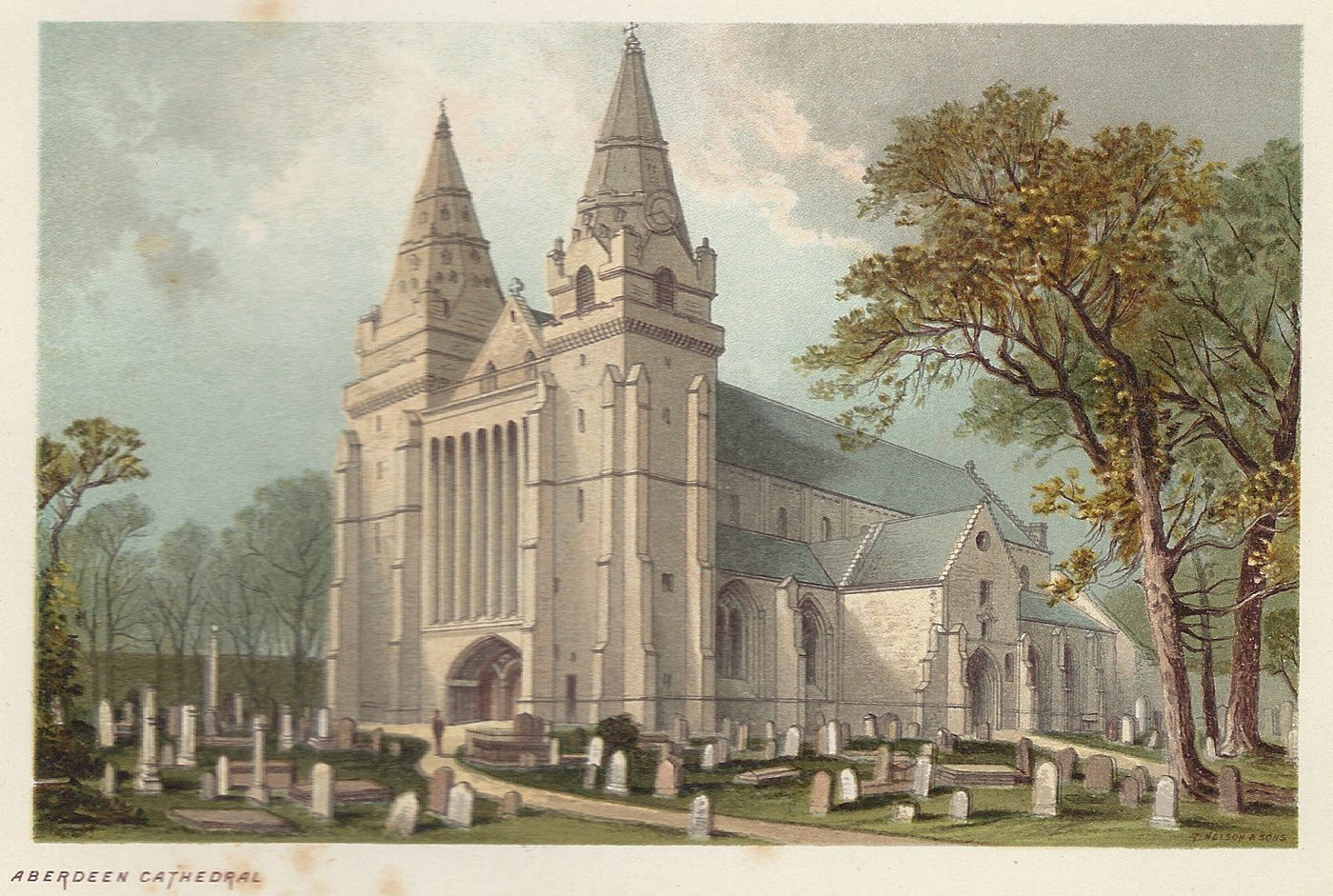 Aberdeen Cathedral Scotland antique print