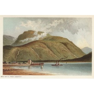 Ben Nevis from Corpach Scotland antique print 1889