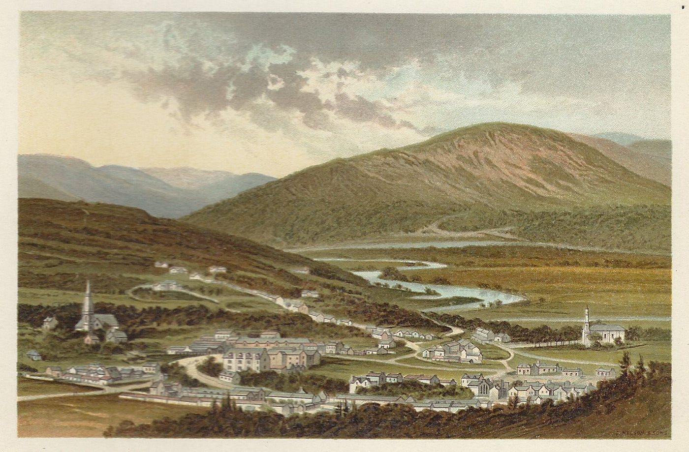 Castleton of Braemar Scotland antique print 1889