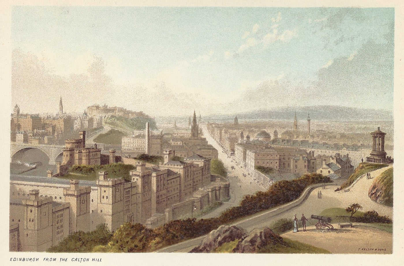 Edinburgh Calton Hill Scotland antique print 1889
