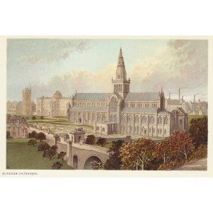 Glasgow Cathedral Scotland guaranteed antique print 1889