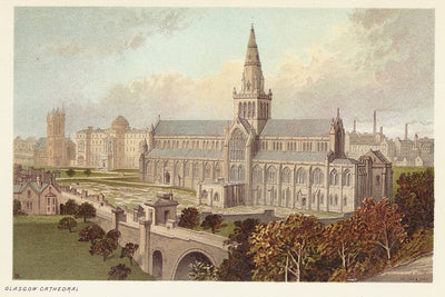 Glasgow Cathedral Scotland guaranteed antique print 1889