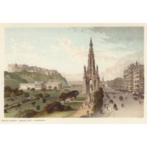 Princes Street Edinburgh Scotland antique print 1889