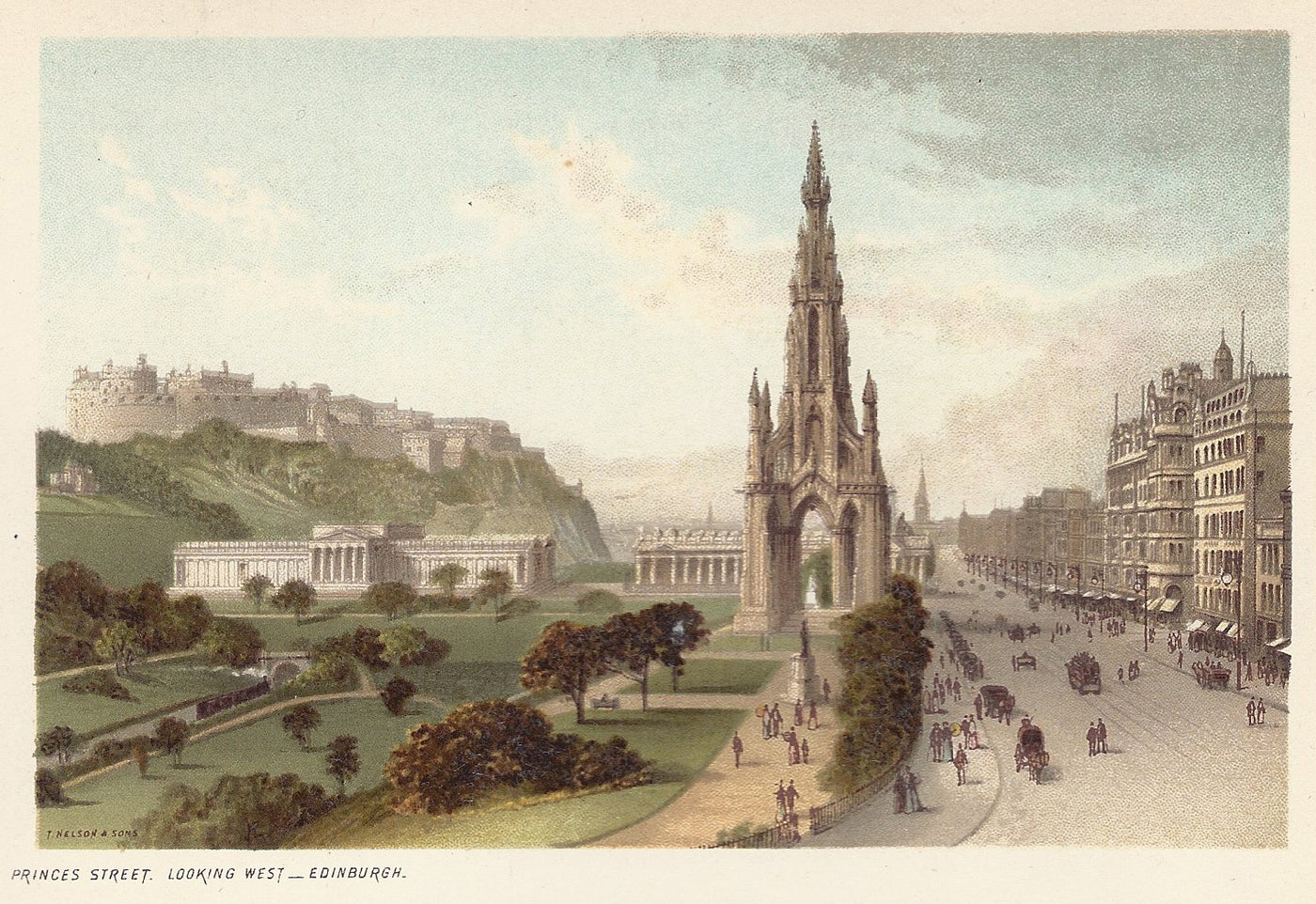 Princes Street Edinburgh Scotland antique print 1889