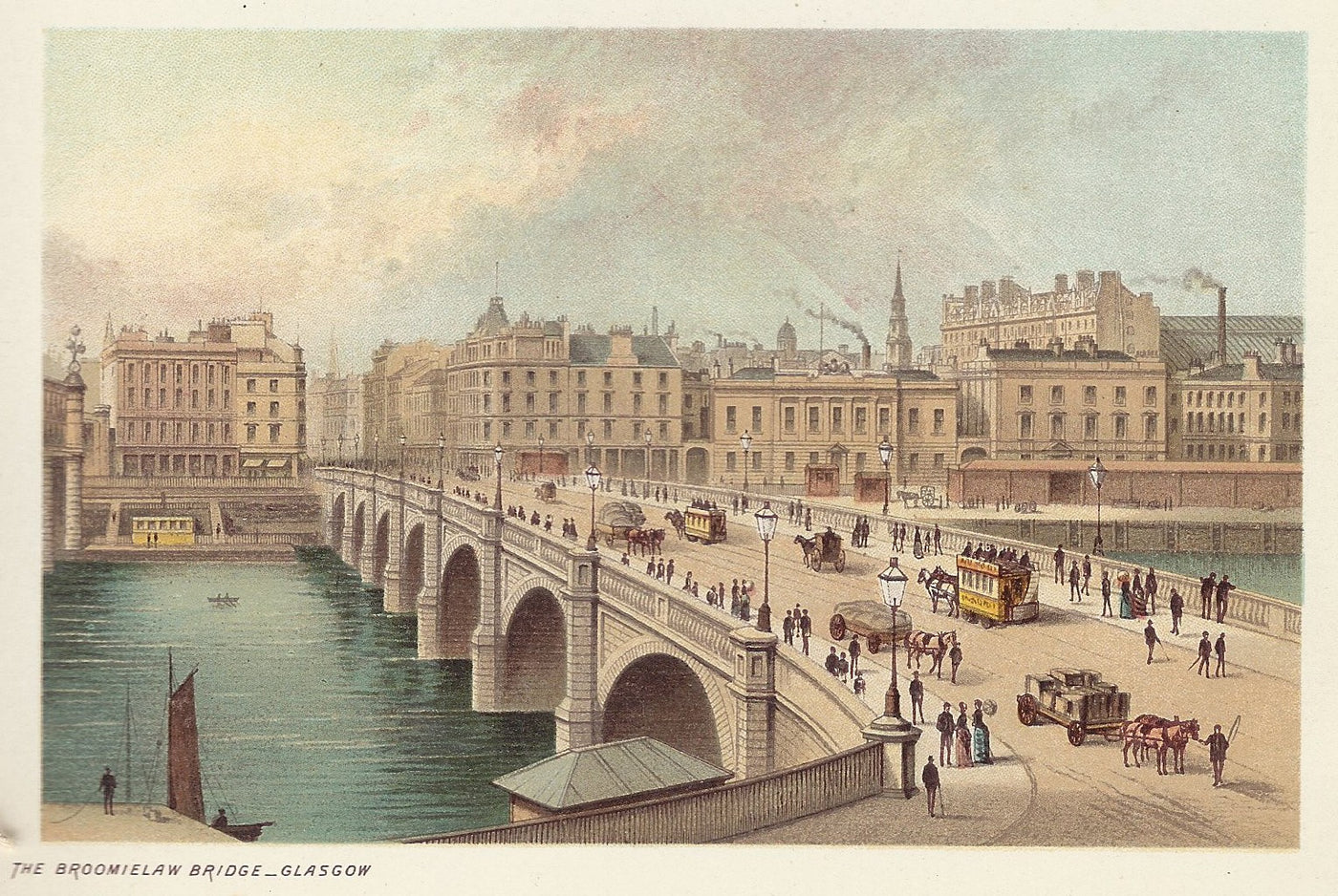 Broomielaw Bridge Glasgow Scotland antique print