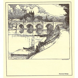 Hereford Bridge Herefordshire vintage print 1928