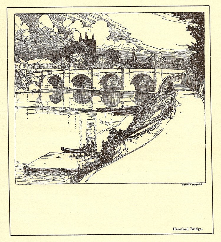 Hereford Bridge Herefordshire vintage print 1928