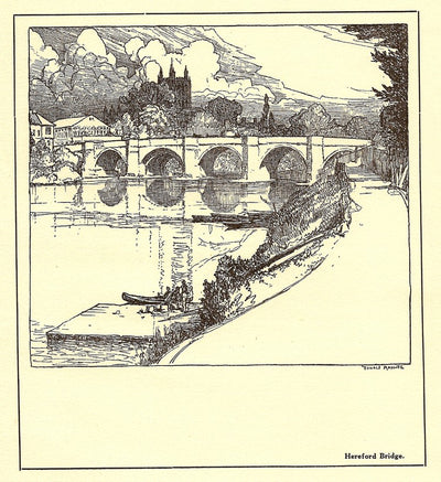 Hereford Bridge Herefordshire vintage print 1928