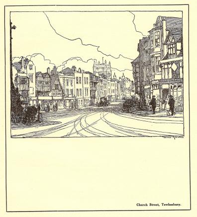 Tewkesbury Gloucestershire vintage print by Donald Maxwell