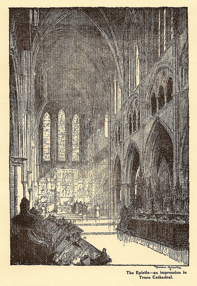 Truro Cathedral Cornwall vintage print 1928