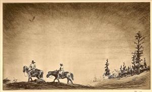 cowboys vintage print 'The Eagle' by Levon West published 1930