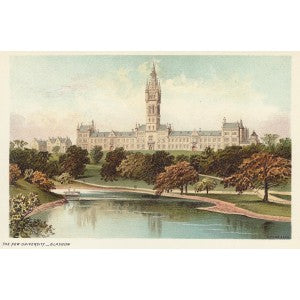 Glasgow University Scotland antique print 1889