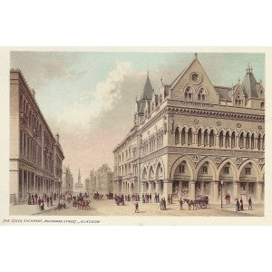 Glasgow Stock Exchange Scotland guaranteed antique print 1889