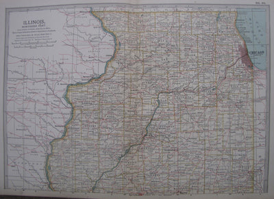 Illinois, Northern Part, Encyclopaedia Britannica antique map 1903