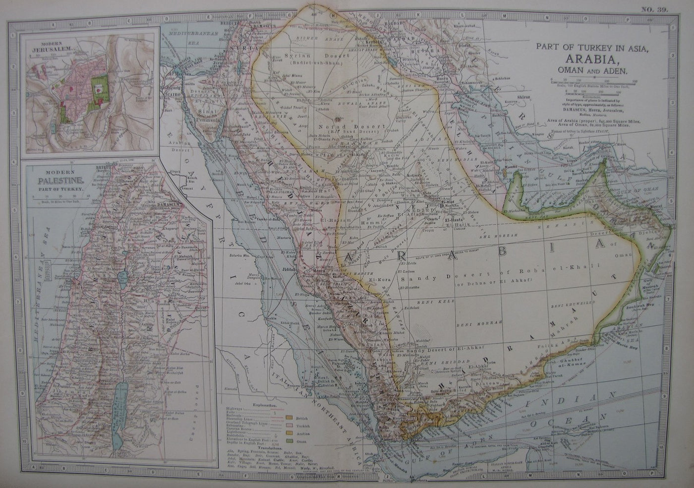 Arabia, Oman & Aden antique map 1903