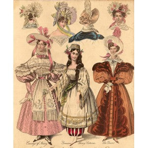Fashion Georgian antique print (A43)