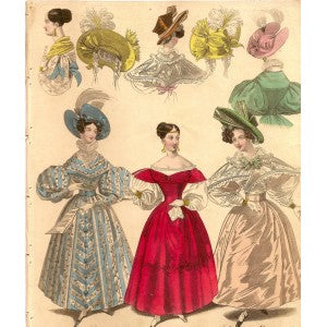 Georgian Fashion antique print published in 1831 (A46)