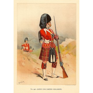 Cameron Highlanders 79th Queen's Own Regiment antique print 1890