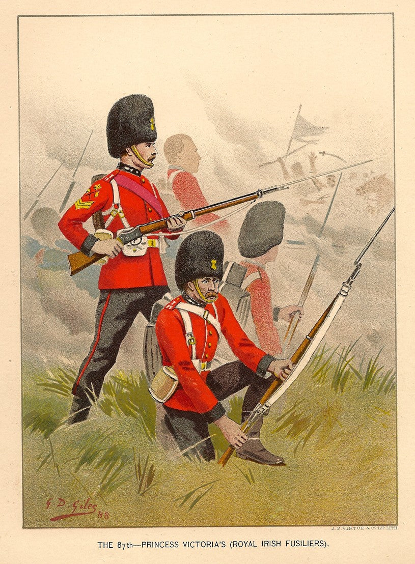 British Army Royal Irish Fusiliers antique print 1890