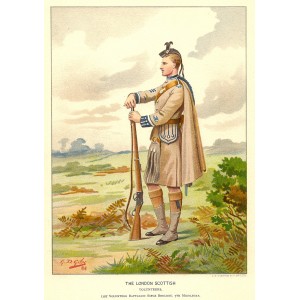 London Scottish Volunteers 1st Battalion Rifle Brigade antique print