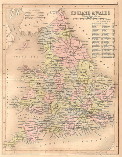 England & Wales, Roads & Rivers 1845