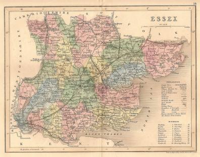Essex antique map published 1845