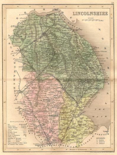 Lincolnshire antique map 1845