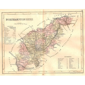 Northamptonshire antique map 1845
