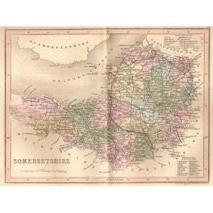 Somersetshire antique map 1845