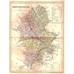Staffordshire antique map 1845