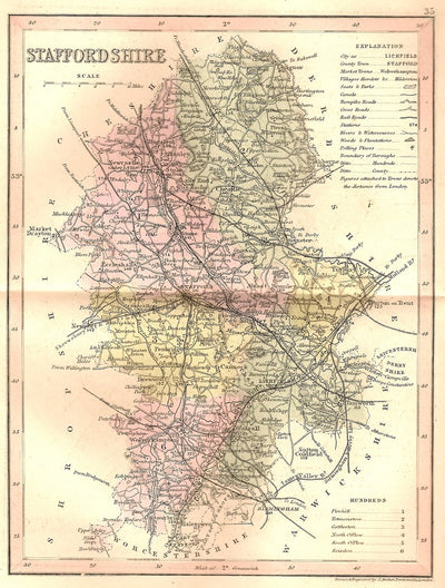 Staffordshire antique map