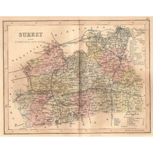 Surrey antique map 1845