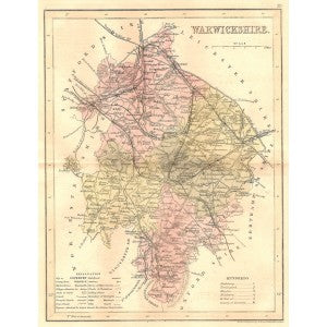 Warwickshire antique map 1845