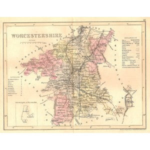 Worcestershire antique map 1845