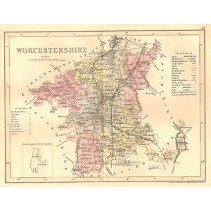 Worcestershire antique map