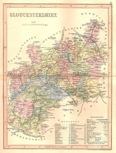 Gloucestershire antique map published 1845 2