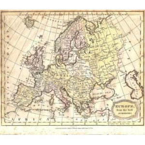 Europe antique map published 1813