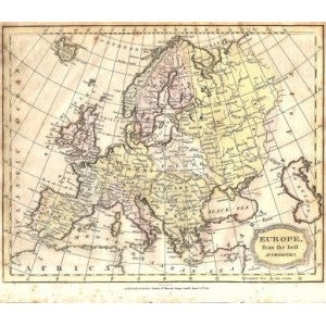 Europe antique map published 1813
