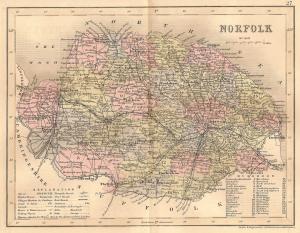 Norfolk antique map published 1845 2