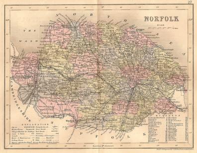 Norfolk antique map published 1845 2