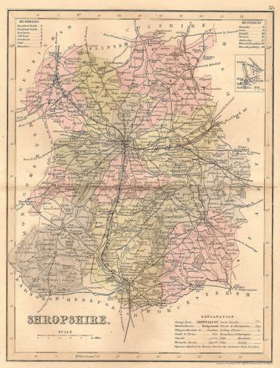 Shropshire antique map 1845
