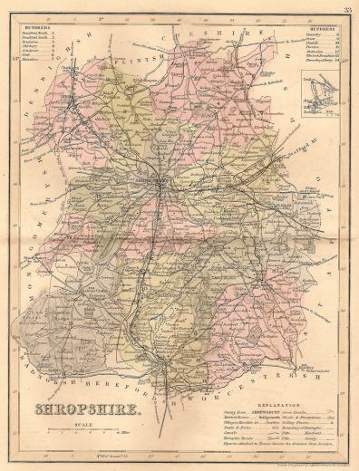 Shropshire antique map