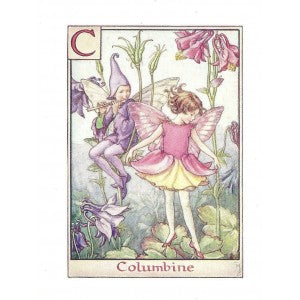 Columbine flower fairy vintage print