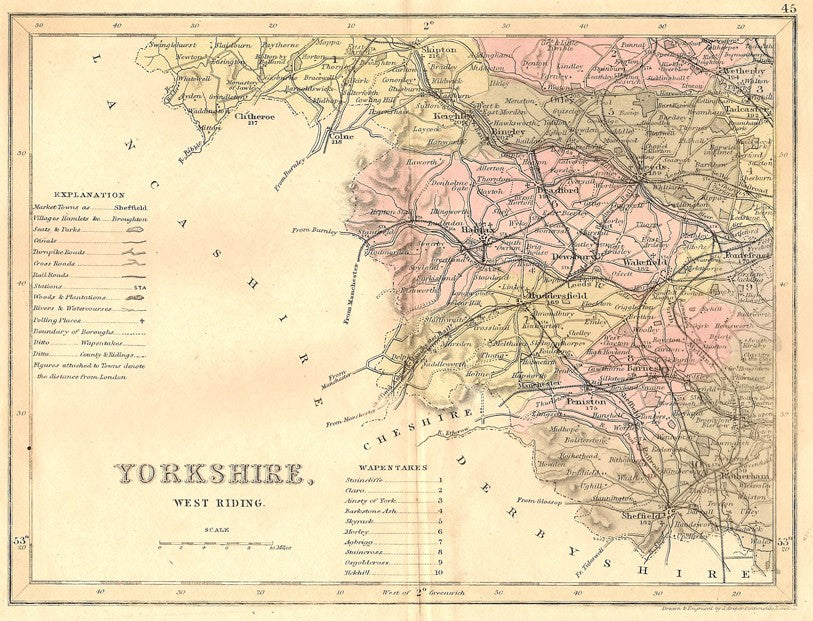 antique map of Yorkshire, West Riding – Frontispiece_Maps