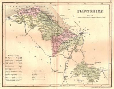 Flintshire original hand-coloured antique map