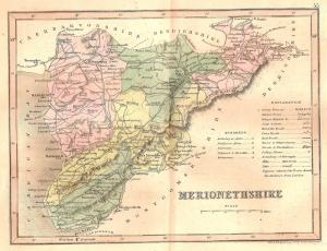 Merionethshire Wales antique map 1845